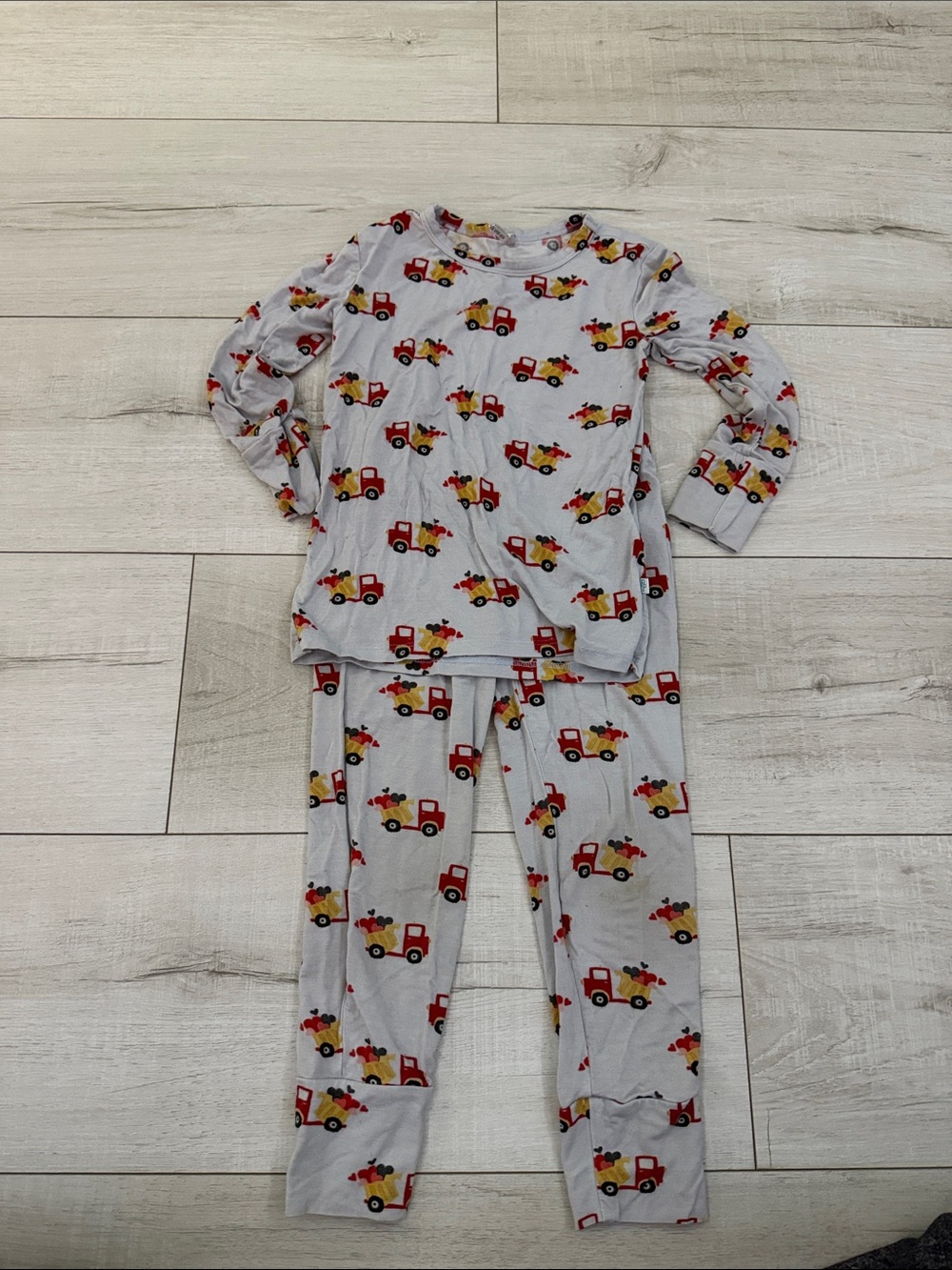 Posh Peanut Valentine Heart Truck Print Pajama Set